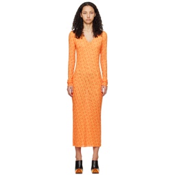Orange Printed Midi Dress 241772F054000