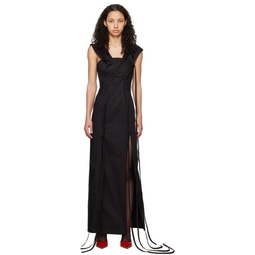 Black Asymmetric Maxi Dress 241772F055000