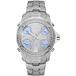 JBW Mens Luxury Jet Setter 2.34 ctw Diamond Wrist Watch with Stainless Steel Link Bracelet