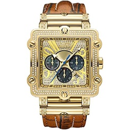 JBW Luxury Men’s Phantom 2.38 ctw Diamond Wrist Watch with Leather Bracelet