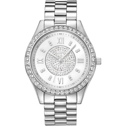 JBW Womens J6303A Mondrian Diamond Watch Japanese Quartz Silver Watch with Pave Diamond Face