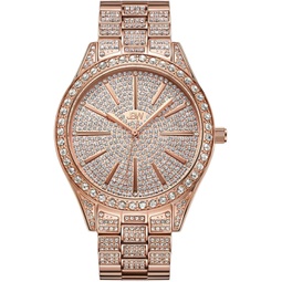 JBW Luxury Womens Cristal 0.12 Carat Diamond Wrist Watch with Stainless Steel Link Bracelet