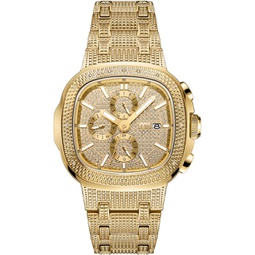 JBW Luxury Mens Heist J6380 0.20 ctw 20 Diamond Wrist Watch with Stainless Steel Bracelet, 47.5mm