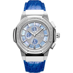 JBW Mens 10-Year Anniversary Saxon 0.16 ctw Diamond Wrist Watch with Leather Bracelet