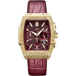 JBW Luxury Mens Echelon J6379 0.28 ctw 28 Diamond Wrist Watch with Genuine Croc Leather Bracelet, 41mm