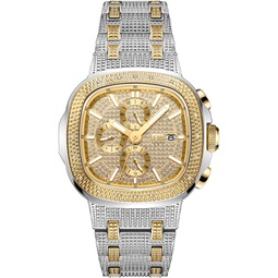 JBW Luxury Mens Heist J6380 0.20 ctw 20 Diamond Wrist Watch with Stainless Steel Bracelet, 47.5mm