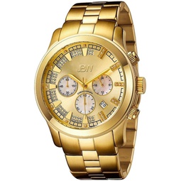 JBW Mens JB-6218-E Delano Gold-Tone and Stainless Steel Chronograph Diamond Watch with Sub-Dials