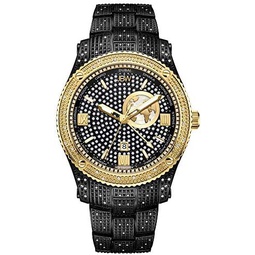 JBW Luxury Mens Jet Setter GMT J6370 1.00 ctw Diamond Wrist Watch with Stainless Steel Bracelet