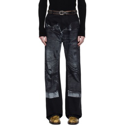 Black Printed Jeans 241808M186001