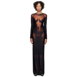 Black   Brown The Long Ebony Body Tattoo Maxi Dress 241808F055002