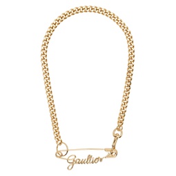 Gold The Gaultier Safety Pin Necklace 241808M145002