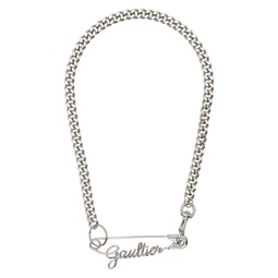 Silver The Gaultier Safety Pin Necklace 241808M145003