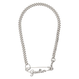 Silver The Gaultier Safety Pin Necklace 241808F023004