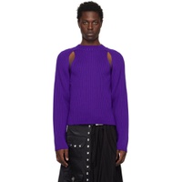 Purple Cutout Sweater 231808M201001