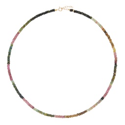 Multicolor October Birthstone Tourmaline Beaded Necklace 241141F007011