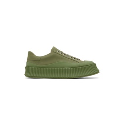 Green Canvas Platform Sneakers 231249M237016
