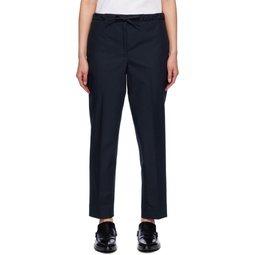 Navy Cropped Trousers 232249F087014