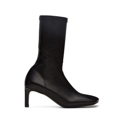 Black Square Toe Ankle Boots 222249F113016