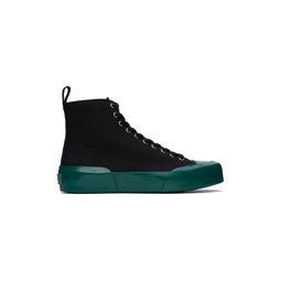 Black   Green High Top Sneakers 231249M236005