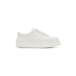 White Canvas Platform Sneakers 221249F128005