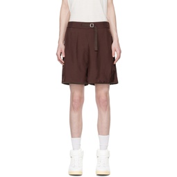 Burgundy   Brown Oversized Reversible Shorts 241249M193000