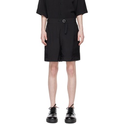Black Oversized Reversible Shorts 241249M193001
