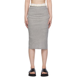 Gray Layered Midi Skirt 241249F092010