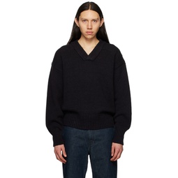 Black V Neck Sweater 231249M206000