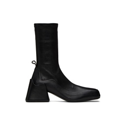 Black Leather Ankle Boots 232249F114008