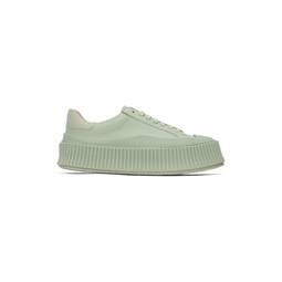 Green Leather Sneakers 231249F128017