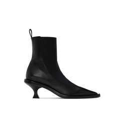 Black Calfskin Ankle Boots 221249F113107