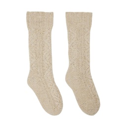 Beige Cable Knit Socks 222249F076000