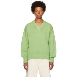 Green Rib Sweater 231249M206002