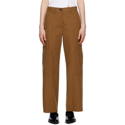 Brown Zip Pocket Trousers 231249F087018