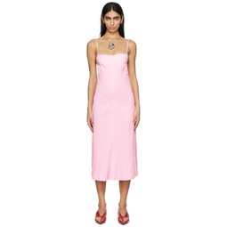 Pink Square Neck Midi Dress 241249F055002