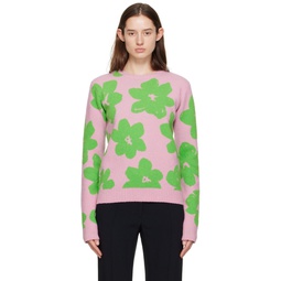 Pink   Green Jacquard Sweater 241249F095000