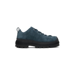 Blue Thick Suede Reverse Sneakers 241249M237009