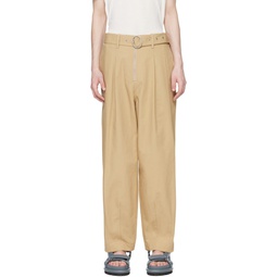 Beige Belted Trousers 241249M191022