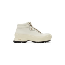 SSENSE Exclusive Off White Leather Hiking Boots 221249F113105