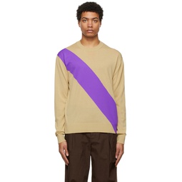 Beige   Purple Wool Sweater 221249M201025