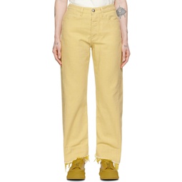 Yellow Raw Cuff Jeans 221249F069015