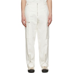White Linen Cargo Pants 221249M191064