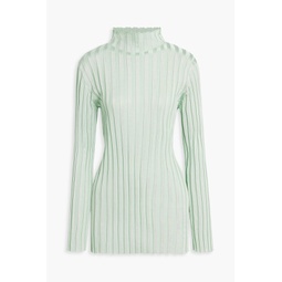 Ribbed-knit turtleneck sweater