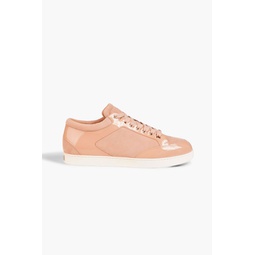 Miami patent leather-trimmed suede sneakers