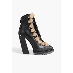 Madyn 130 shearling-trimmed lace-up leather ankle boots