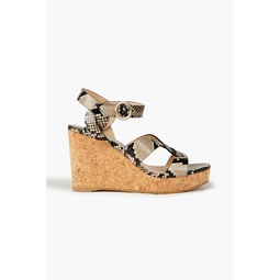 Aleili 100 snake-effect leather wedge sandals