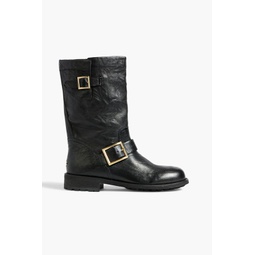 Biker buckled leather boots