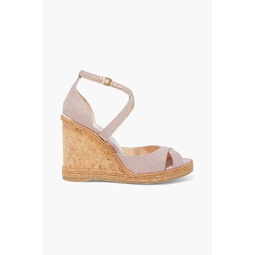 Alanah 105 glittered woven espadrille wedge sandals