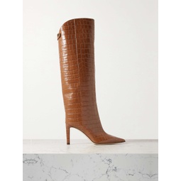 JIMMY CHOO Alizze 85 croc-effect glossed-leather knee boots
