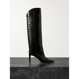 JIMMY CHOO Alizze 85 croc-effect glossed-leather knee boots